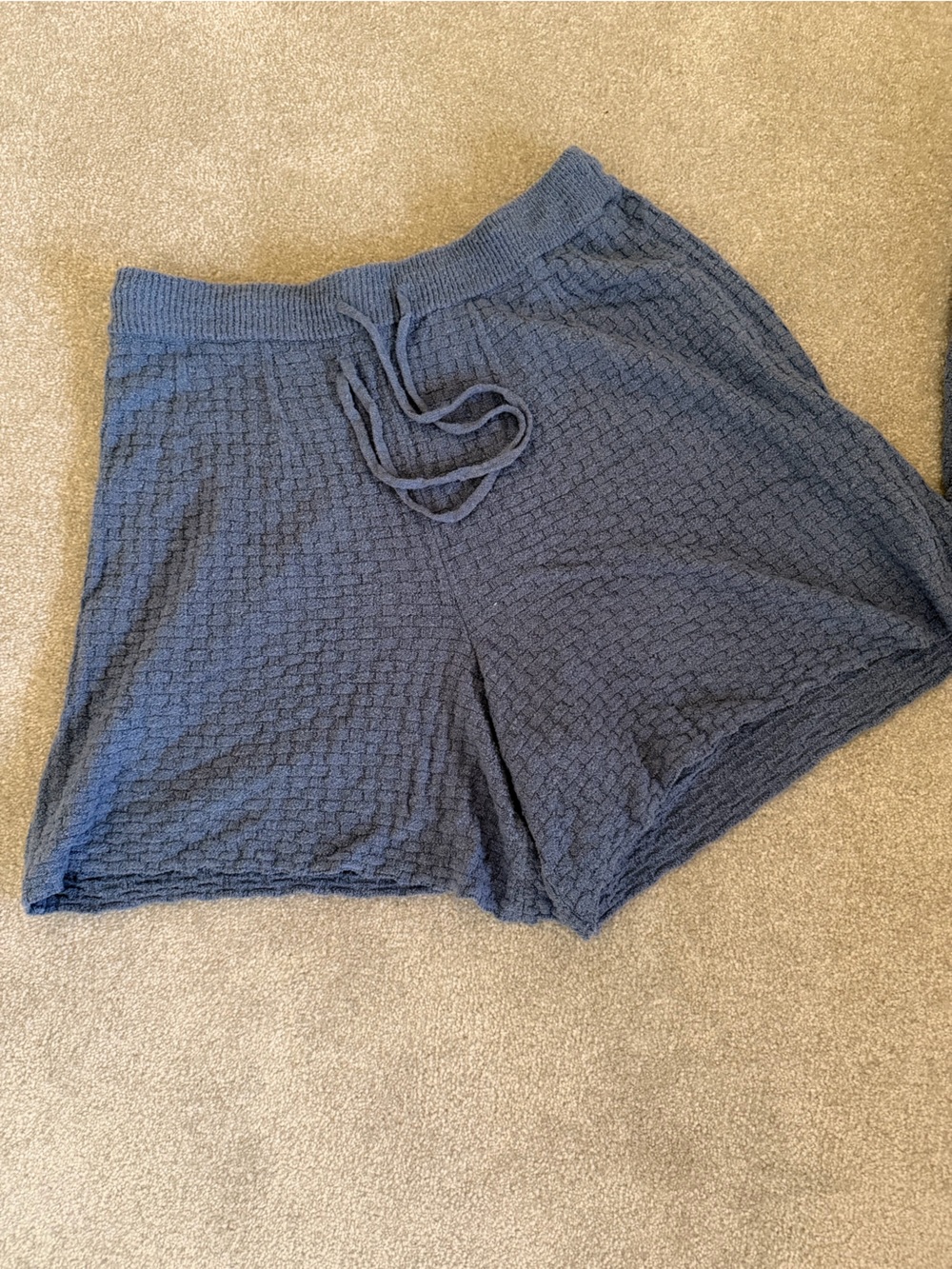 Free People Slate Blue Knit Lounge Set - Long Sleeve Top & Drawstring Shorts - Picture 7 of 7
